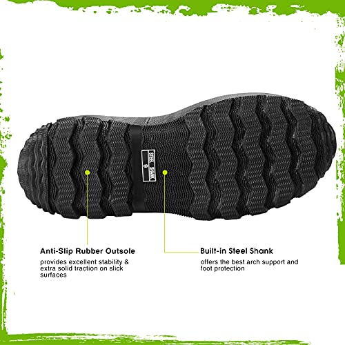Men's Waterproof Rubber Hunting Boots - Black, Size 11 - Tidewe