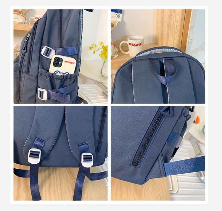 ANEBIPLE Cute Backpack with Bonus Accessories Kawaii Concise Leisure Backpack, Large Capacity (05 Khaki)