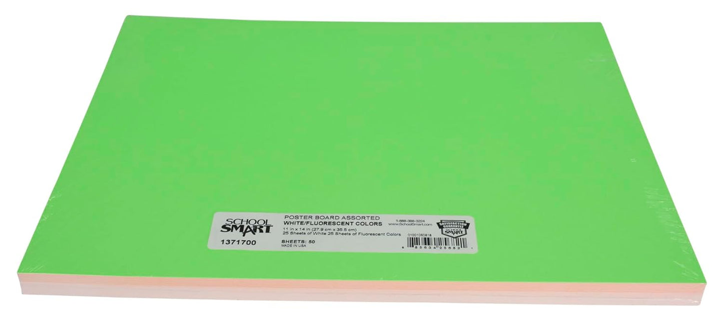 School Smart Poster Board, 11 x 14 Inches, White, 25 Count (Pack of 1) - 1371698