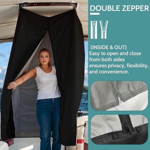 Boat Privacy Curtain Tent 420D Waterproof Shower Enclosure with Mesh Bag, Adjustable Height
