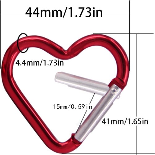 Red Outdoor Carabiner Heart Keychain Clip Aluminum Alloy Rings Climbing Clips Spring Snap Hook Portable Spring Snap Hook Carabiner Accessory and Keychain