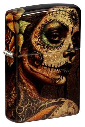 Zippo Windproof Lighter Day of the Dead Sugar Skull Woman - 540 Fusion Finish