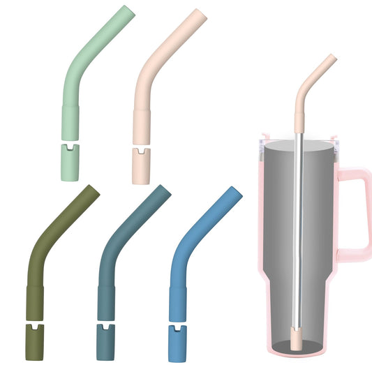 5PCS Bright Color Silicone Metal Strawing Tips, Rubber Straw Tips/Reusable Rubber Straw Sleeve for 8-10mm Diameter Straws, Siliconeing Straws Extenders for Metal Strawings, Silicone Extender Tipings