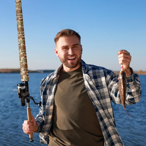 8 Pcs Camouflage Neoprene Fishing Rod Sleeves 68 Inch Rod Socks Waterproof