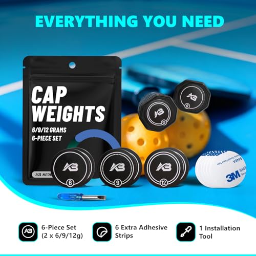 6-Piece Pickleball Paddle End Cap Weights Set for Balance & Control - Varied Weights