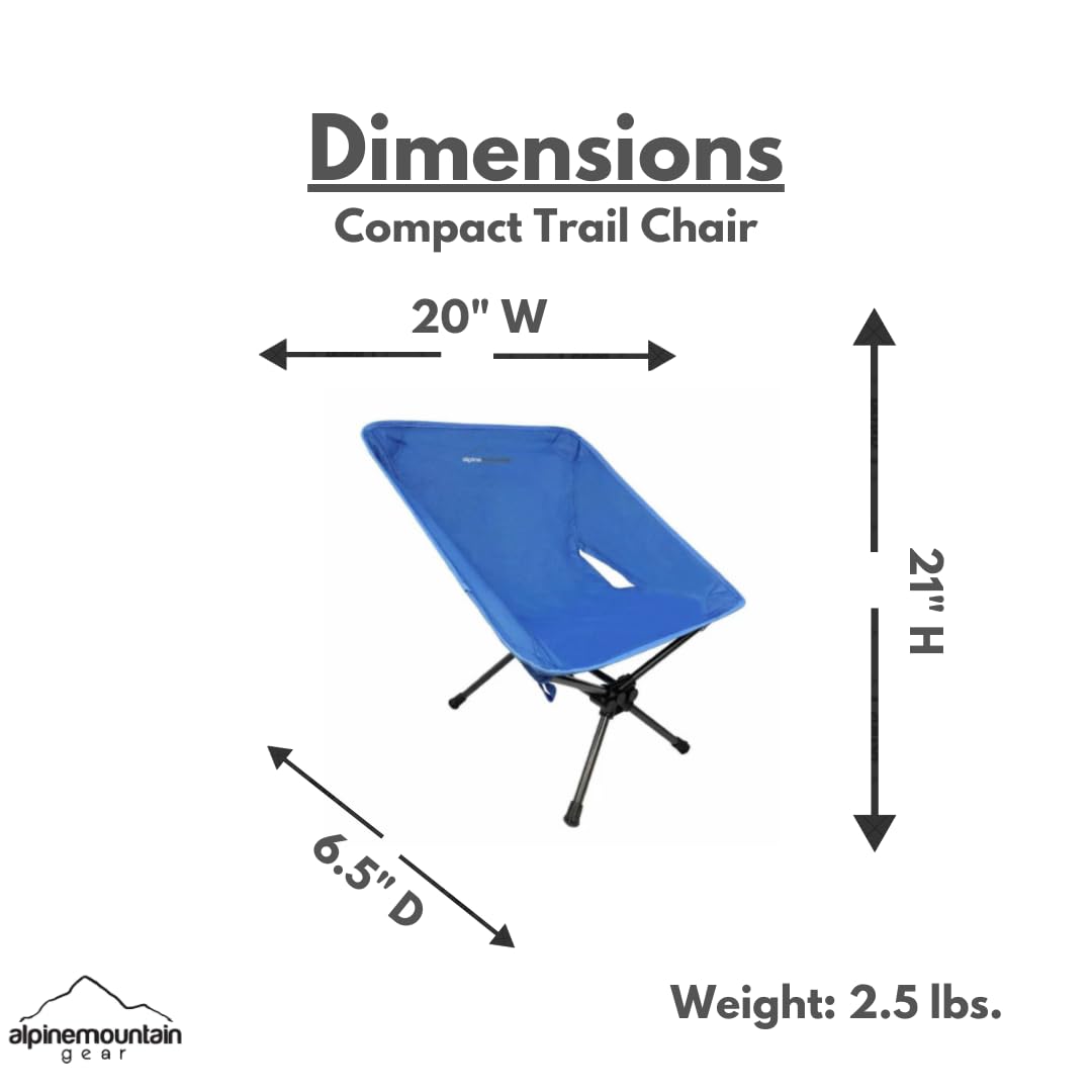 Alpine Mountain Gear Compact Trail Chair for - Portable Chair for Camping/Hiking/Backpacking by Caddis Sports