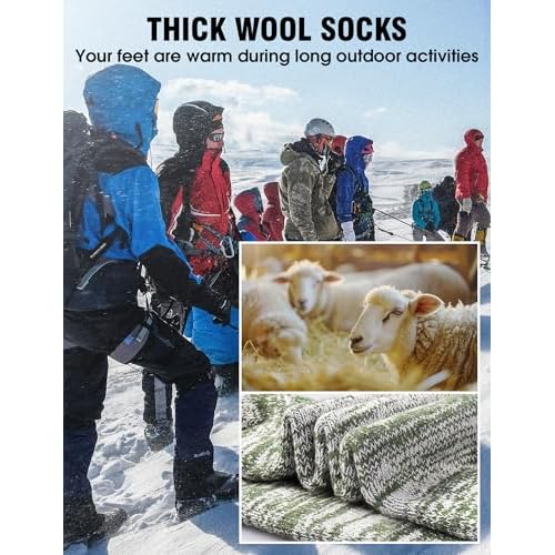Yeblues 5 Pairs Thick Wool Socks Mens, Warm Winter Fuzzy Socks,Soft Hiking Socks Men Moisture Wicking Boot