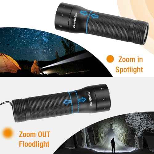 EverBrite Mini Flashlight, Zoomable LED Flash Light, 3 Modes, 3AAA Batteries Included, Handheld Small Flashlight for Camping, Emergency, Home ? Black