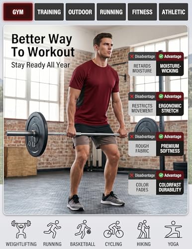 X-Large Workout Shirts for Men - Short Sleeve Gym T-Shirts Pack of 3