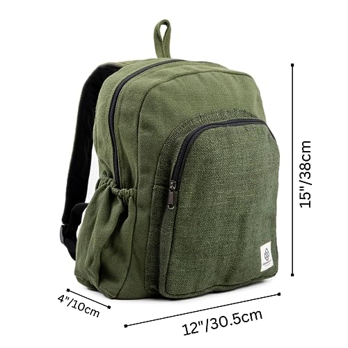 Freakmandu Organic Hemp Backpack - Eco-Friendly Travel & Hiking Bag - Green