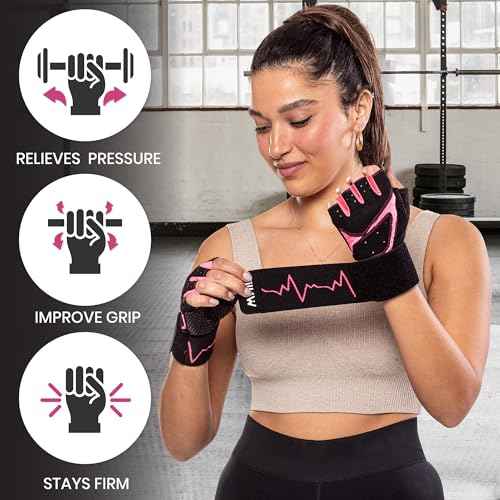 MhIL Workout Gloves for Women ? Breathable Gym Gloves for Women with Palm Protection and Enhanced Grip ? Padded Weight Lifting Glove for Womens with Wrist Wraps Support Weightlifting Exercise Cycling
