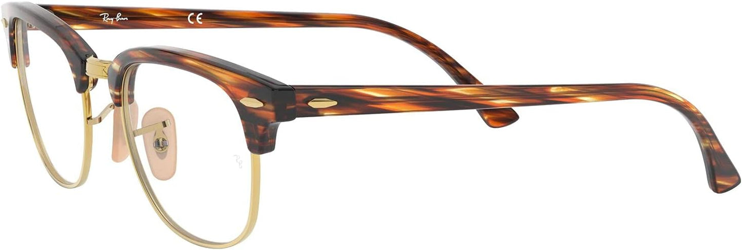 Ray-Ban RX5154 Clubmaster Eyeglasses 100% Authentic (49 mm, Havana with Gold Frame)