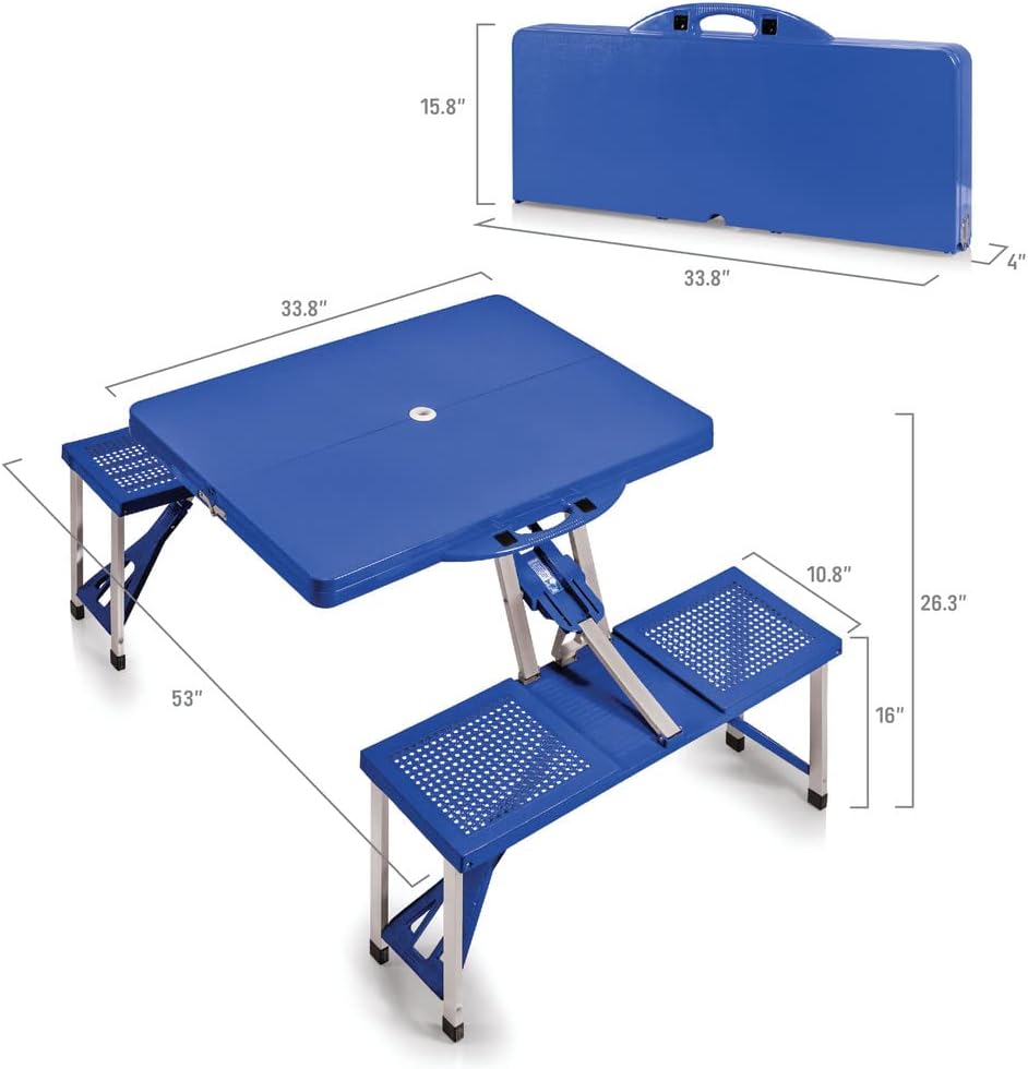 PICNIC TIME NCAA Penn State Nittany Lions Folding Picnic Table - Camping Table - Outdoor Table with Umbrella Hole, (Royal Blue)