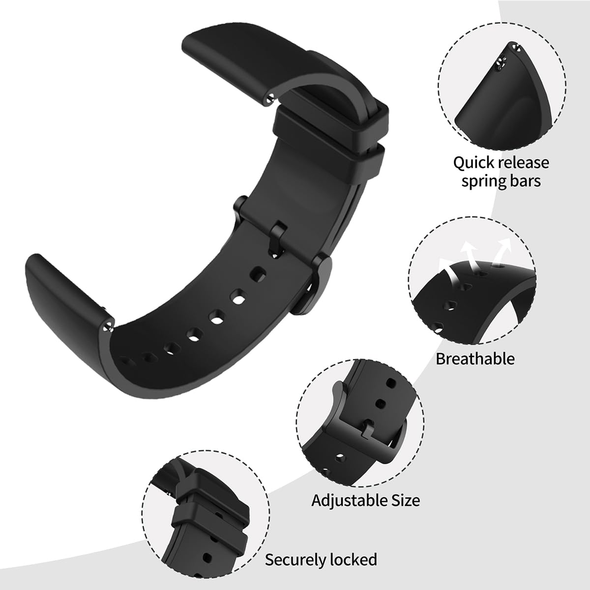 RuenTech Compatible with FITVII HM57 H56 Smart Watch Bands Women&Men, Replacement Silicone Straps Waterproof Wristbands for FITVII HM57 H56 Smartwatch (10-Pack)