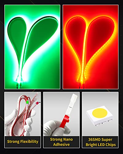 Marine LED Navigation Light Strips 12 Inch Red Green Waterproof 4 Pack - Variation of 2 Pcs Green+2 Pcs Red