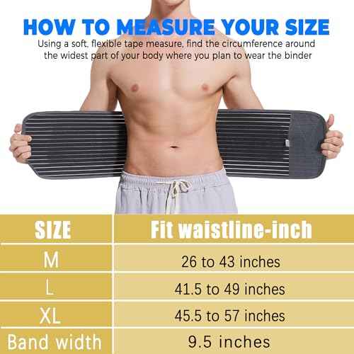Funcy Men's Adjustable Abdominal Binder ? Post-Surgery Recovery Belt, Hernia Support, and Core Stability Wrap (Gray, Medium)