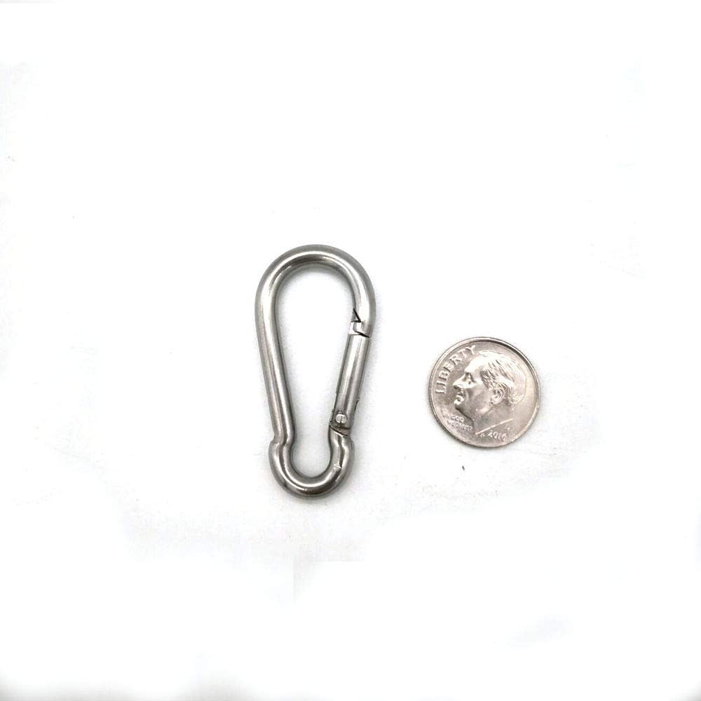 Jingyi 4mmx40mm Carabiner Clip Heavy Duty Snap Hook, 316 Stainless Steel Spring Clip Keychain, Holds Up to 40lbs(Max), Home use, 4pcs