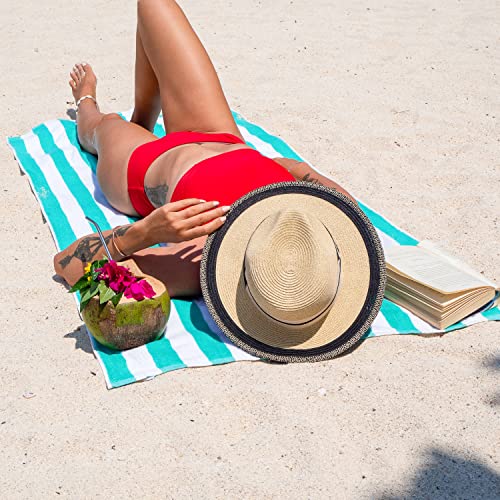 Green Beach Towel Set - Large 30x70 Inch Quick Dry Cotton Towels Pack of 4