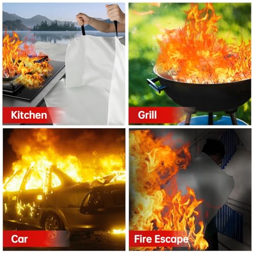 Emergency Fire Blanket 2-Pack 40x40 Inches for Home Kitchen Safety - Flame-Resistant