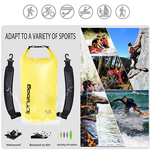 IDRYBAG 2L Waterproof Dry Bag - Yellow Small Dry Sack for Kayaking