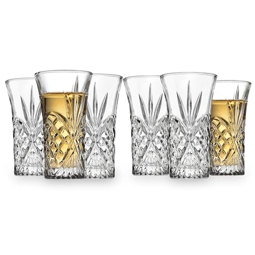 Godinger Crystal Shot Glasses Set of 6 - Clear Lead Crystal Drinkware