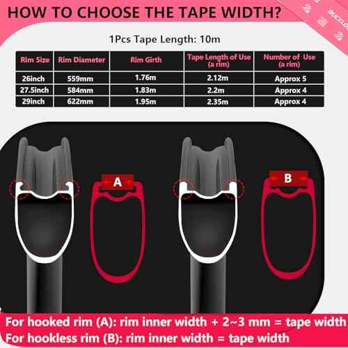 BUCKLOS Tubeless Rim Tape 17/19/21/23/25/28/30/32/35mm Width x 10m Length, Bike Wheel Rim Tape Suitable for Tubeless MTB/Road/Gravel Bikes Wheel Carbon Tubeless Kit -17mm