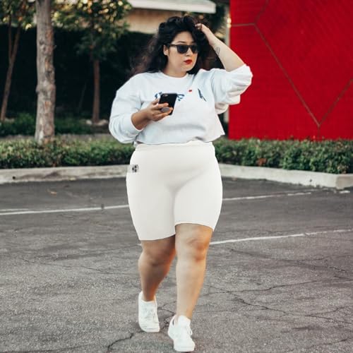 Plus Size Biker Shorts with Pockets for Women High Waisted Tummy Control Black Yoga Pants XL-4XL