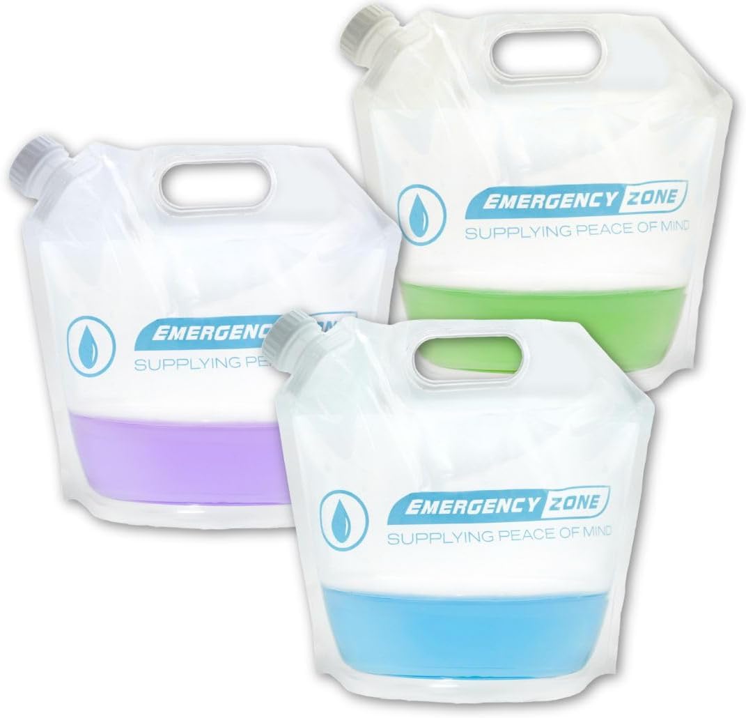 4 Liter/1-Gal Water Pouch for Emergency Water/Food Storage, Camping, and Hurricane Supplies for Home | Compact Collapsible Water Container