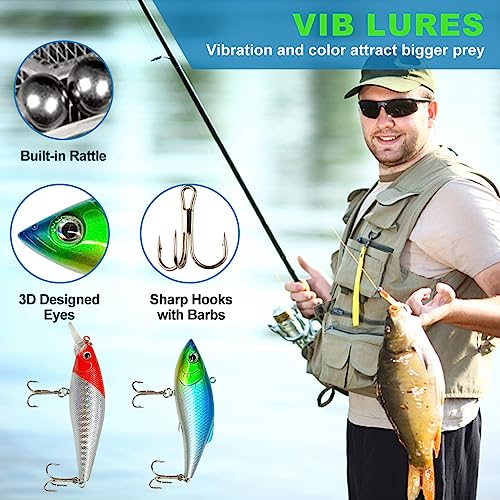 Fishing Lures Kit for Freshwater & Saltwater - 78 Pcs Tackle Box with Spoon & Worms - Variation 70