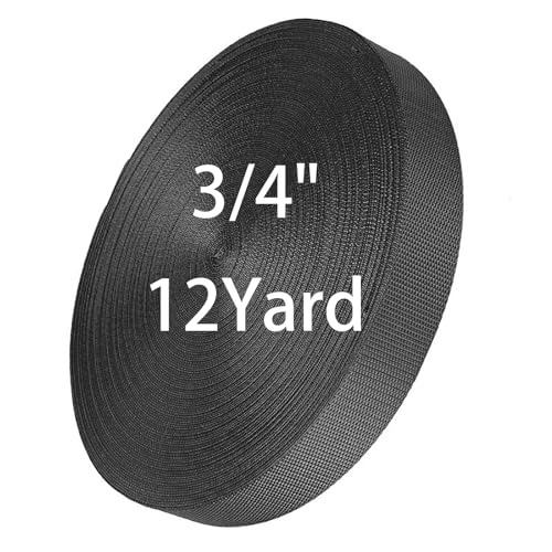 Black Nylon Webbing Strap 3/4 Inch x 12 Yards Heavy Duty DIY Webbing for Pet Collars & Gear