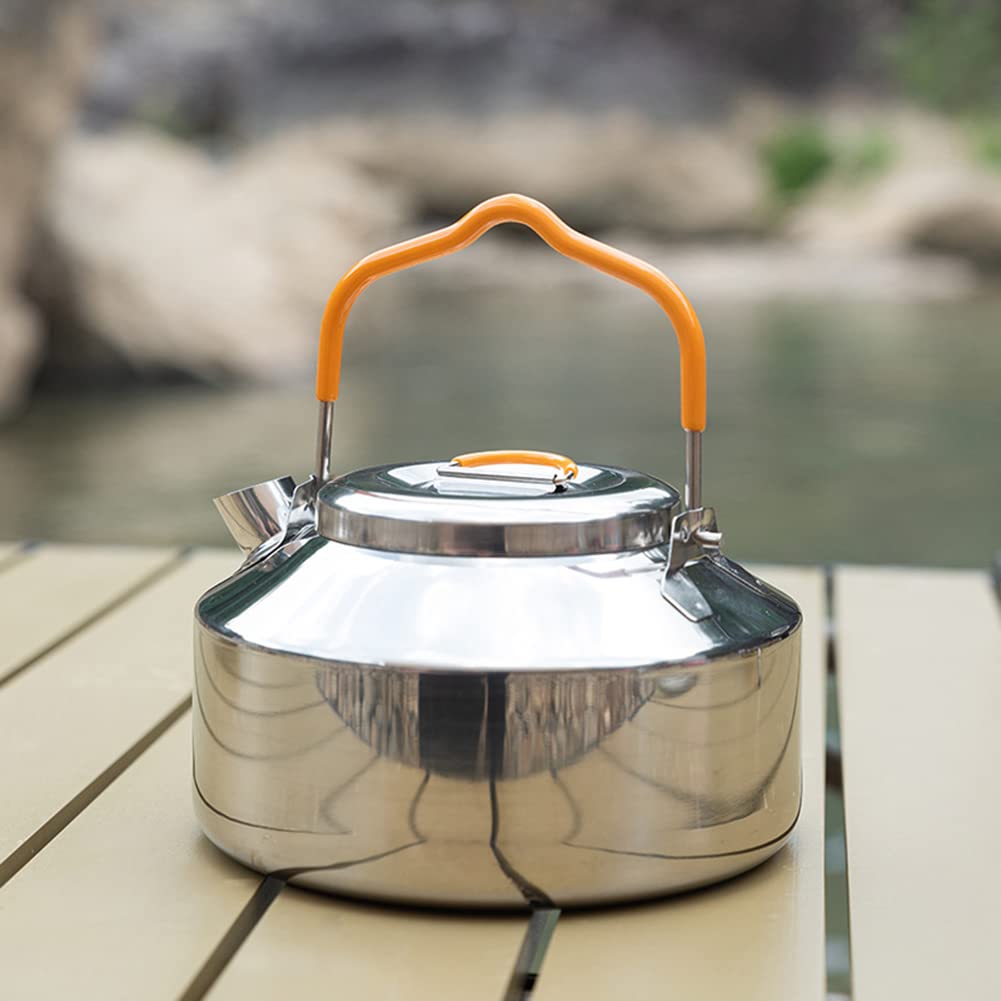Naiveferry 1Pc Outdoor Camping Kettle, 800ML Stainless Steel Teapot Portable Tea Kettle for Boiling Water Compact Lightweight Camp Coffee Pot Outdoor Hiking Cooking Equipment