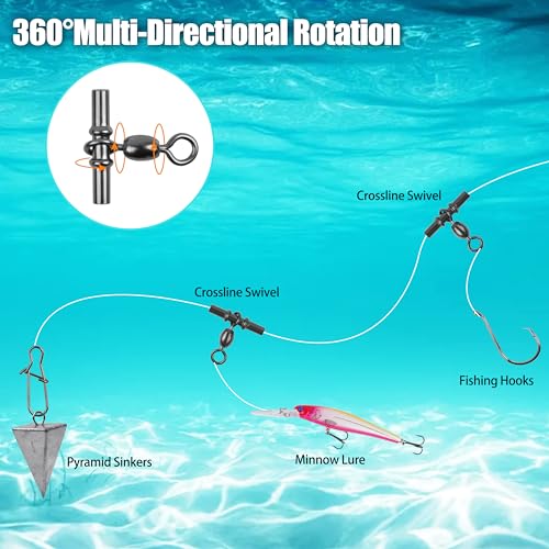 Fishing Cross Line 3-Way Swivels - Heavy Duty Brass 60pcs 3/0 Variation