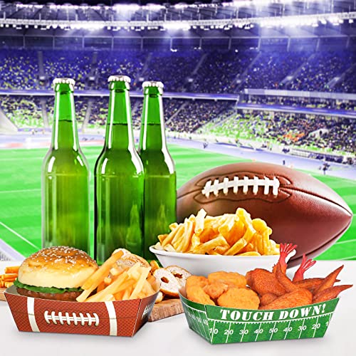 Football Party Serving Trays Set of 100 - Disposable Snack Plates for Sports Events