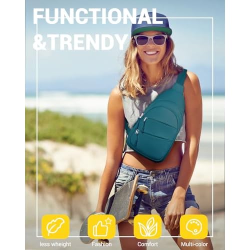 Crossbody Bags for Women, Sling Bag for Men, Small Hiking Backpack Anti Theft Lightweight for Outdoors Travel £¨M, Teal Blue£©