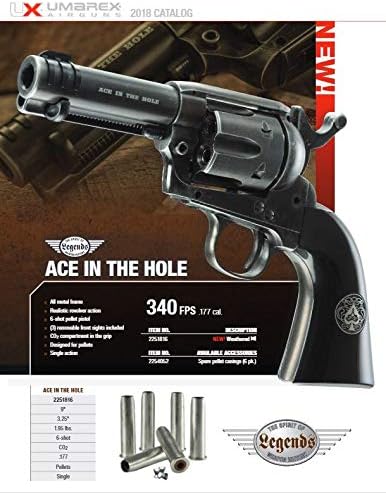 Umarex Colt Peacemaker .177 Caliber Air Pistol - Single Action Army Revolver with 6 Spare Pellet Capsules
