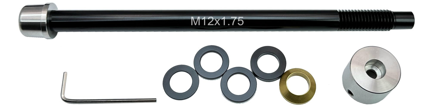 ODIER Bike Trainer Thru Axle Adapter Compatible with Wahoo Kckr Snap M12 1.0 1.5 1.75 Thread Pitch 159 to 185mm Shaft Length Fit with Most 142 148 Hub (3 in 1 Pack)