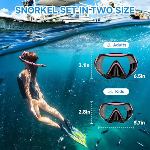Snorkeling Gear for Adults, Dry-Top Snorkel Set Scuba Diving mask, 180¡ÆPanoramic Wide View Professional Snorkeling Gear Breathing Freely Snorkel Mask
