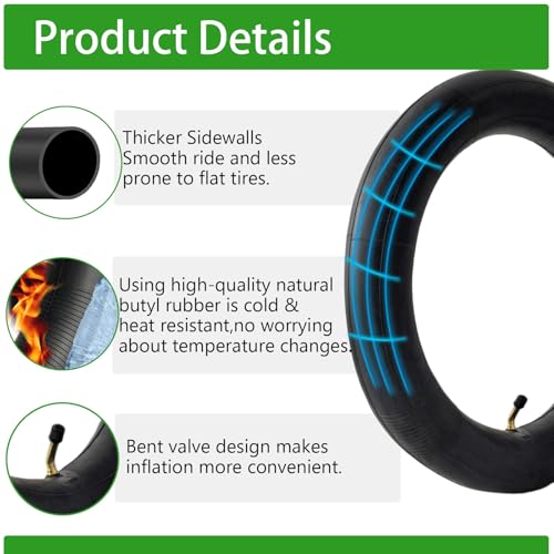 2-Pcs 16x3.0 Inner Tube 16x3.25 16x3.5 Inner Tube 16x3.25/3.50 Bent Valve Stem Reinforced Thickness