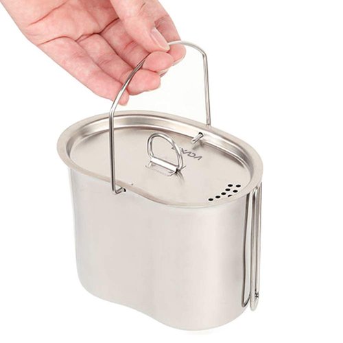 HUIOP Canteen Cup, Camping Cookware Stainless Steel Canteen Cup ing Pot with Wood Stove Set for Outdoor Survival Backpacking Hiking Picnic