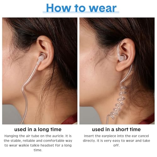 SAMCOM Clear Tube Earpiece for Two-Way Radios - Walkie Talkie Headset with Microphone