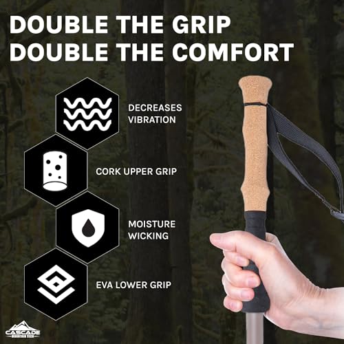 Carbon Fiber Trekking Poles with Quick Locks and Accessories for Hiking & Camping