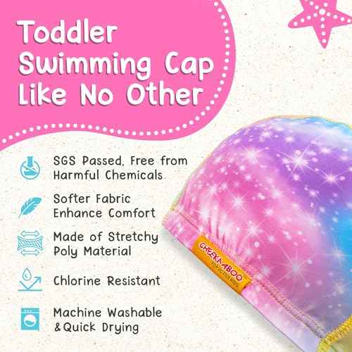 Kids Swim Cap | Soft Stretch Spandex Quick-Dry Fabric | Comfortable Toddler Swimming Cap for Boys & Girls 2-8 Years