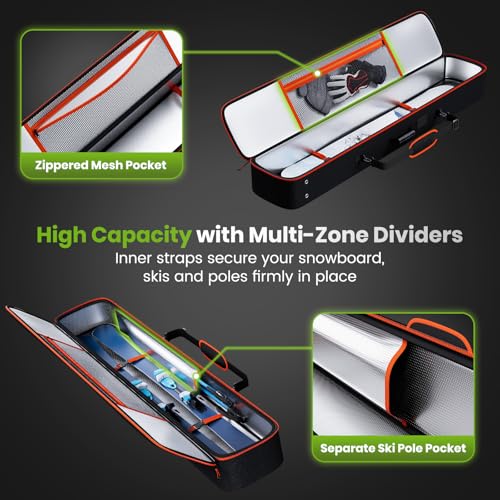 164cm Waterproof Snowboard Bag with Full Padding for Air Travel - Durable Ski & Snowboard Travel Case