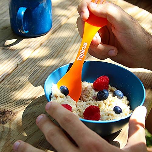 Tapirus - 4 Spork to Go Set - 7-inch Durable & BPA Free Sporks - Spoon, Fork and Knife Combo Utensils Flatware - Mess Kit for Camping, Hunting and Outdoor Activities - Comes in a Carrying Case