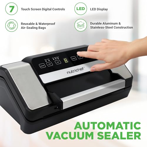 Nutrichef Red Automatic Food Vacuum Sealer with Double Sealing, Black, 16.14 x 7.08 x 5.71 inches