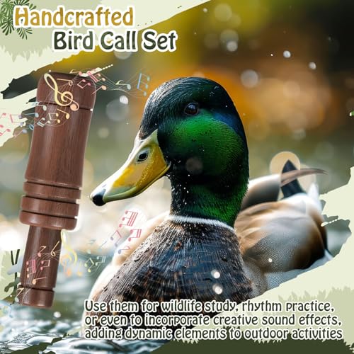 9 Pack Wooden Bird Calls Set - Handcrafted Realistic Bird Sound Whistles for Birdwatching & Outdoors