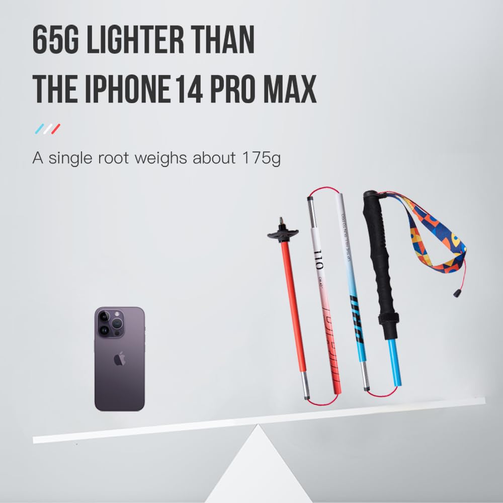 AONIJIE Trekking Poles - 2 Pcs Collapsible Aluminum Alloy 7075 Hiking Poles with Anti-Shock and Quick Lock System, Ultralight for Hiking, Camping, Mountaining, Trekking (Blue Red,120cm)