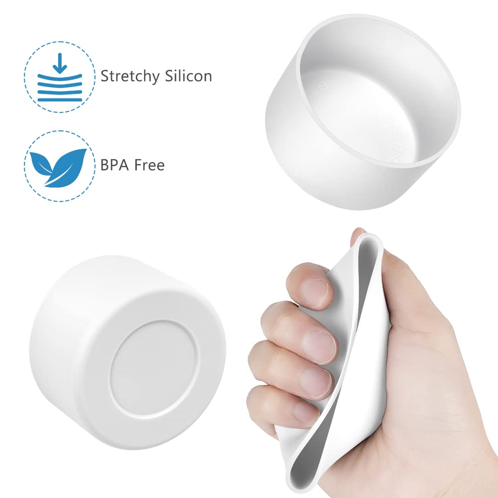 AUAUY 1 Pc Protective Silicone Boot for Stanley Quencher Adventure 40oz, Anti-Slip Bottom Silicone Sleeve Cover for Stanley IceFlow 20oz 30oz Sport Water Bottles, Stanley Cup Accessories, White