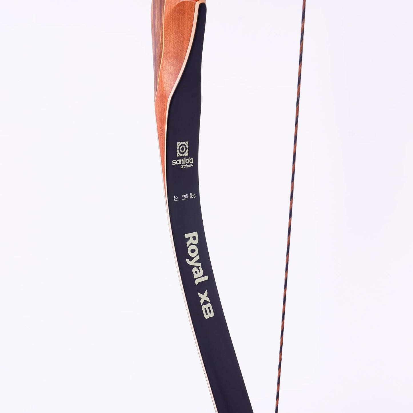 Sanlida Archery 60" Royal X8 One-Piece Bow Traditional Wooden Hunting Bow Handmade Hunting Bow and Arrows Kit for Adults & Traditional Archers, RH Only (40lbs, Dark Wood)