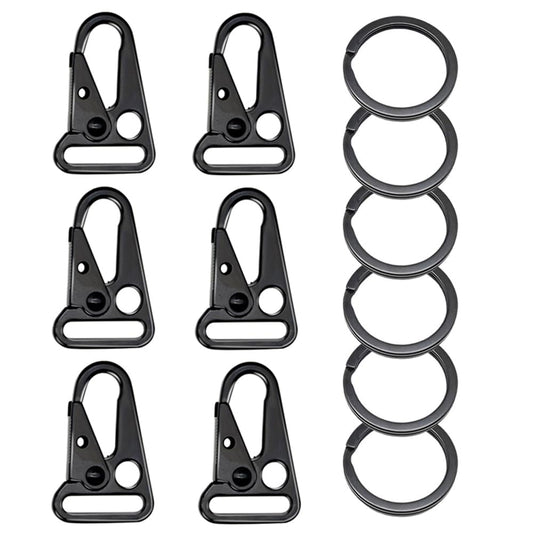 1 Inch Metal Rifle Enlarged Mouth Single Point Slings Clip for Paracord Webbing Strap for Keychain Snap Hooks Outdoor Backpack Tactical Carabiners (6PCS(Black))